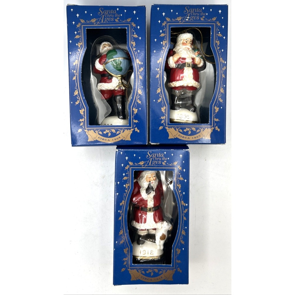 VTG SANTAS‎ THRU THE AGES CHRISTMAS ORNAMENTS CIRCA 1895 1908 1918 LOT OF 3